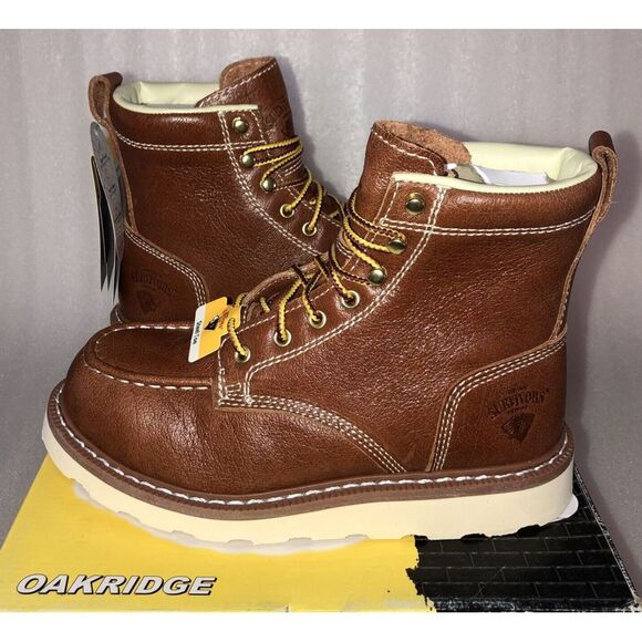 Herman Survivors Oakridge Brown Leather 6" Steel Toe Work Boots Men's Size 7 - Picture 5 of 16